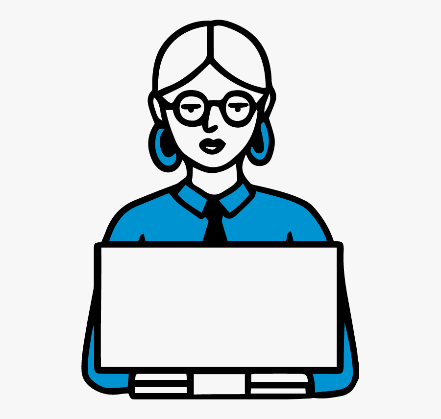 An Adult Woman Sits At Her Laptop Wearing Professional, Transparent Clipart