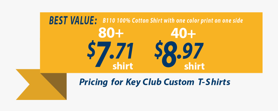 Key Club T-shirt Pricing As Low As $7 - Price Chart For Family Reunion Shirts, Transparent Clipart