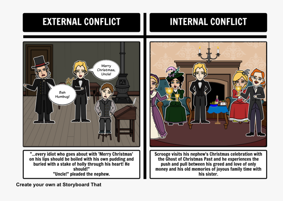 Clip Art Types Of Literary Conflict - External And Internal Conflict Scrooge, Transparent Clipart