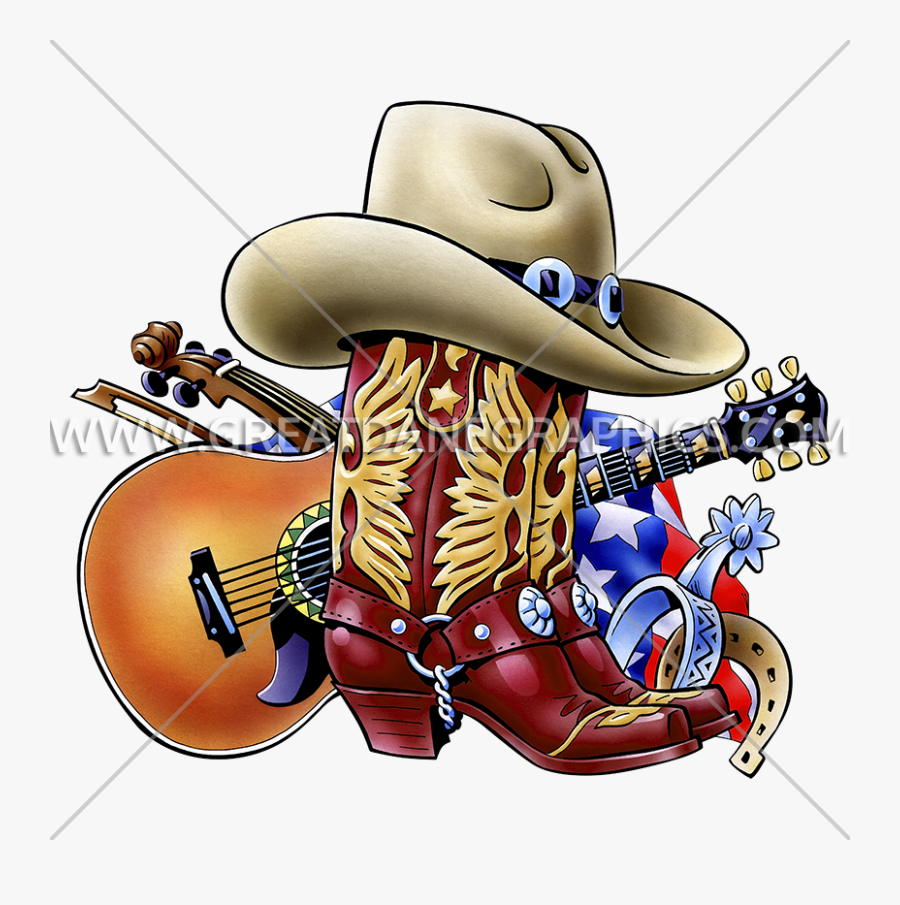 Collage Production Ready Artwork - Transparent Background Clipart Cowboy Boots And Hat, Transparent Clipart