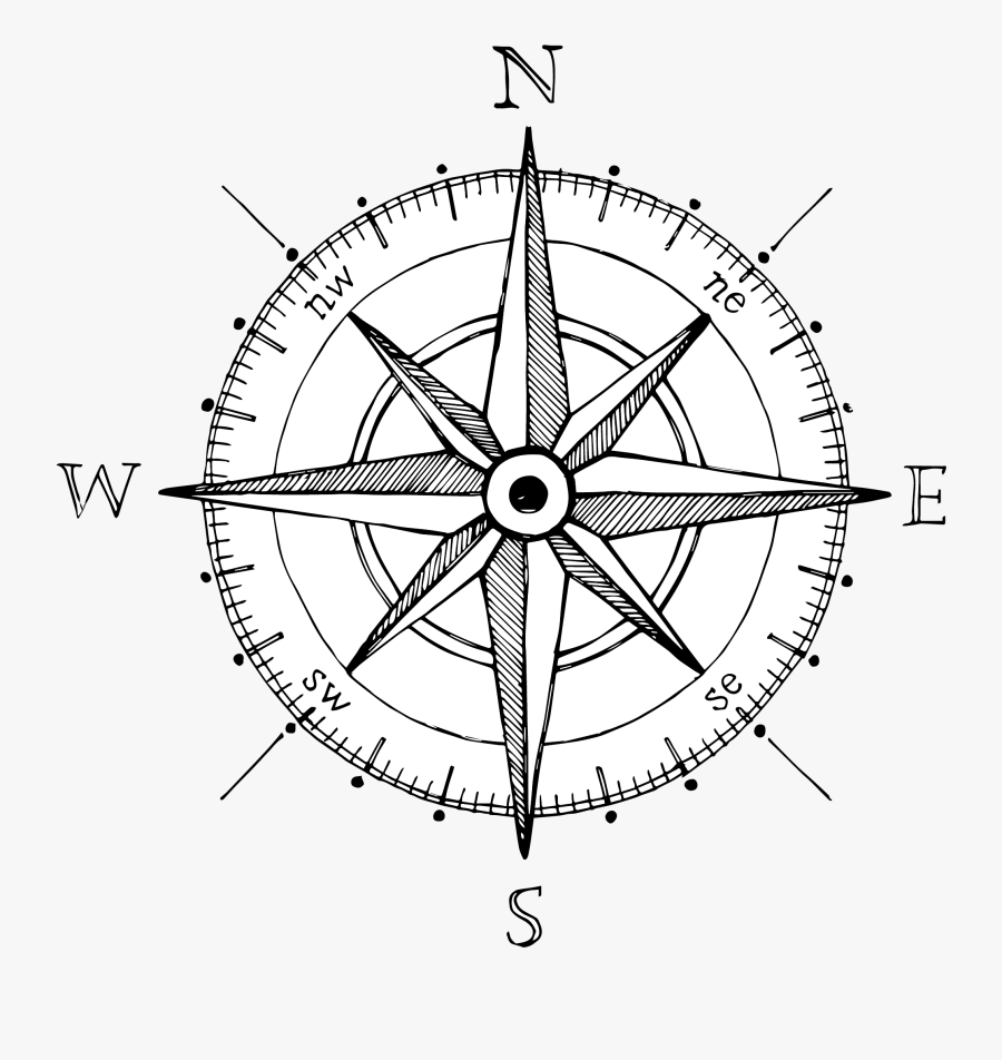 Compass Rose Drawing Hand Compass - Compass Png, Transparent Clipart