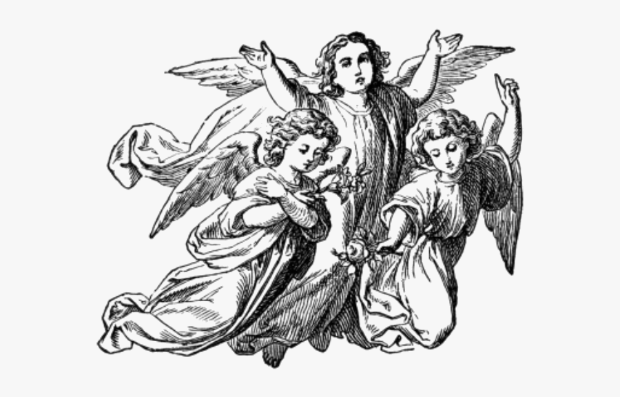 Angels Catholic Png - Guardian Angels Black And White, Transparent Clipart