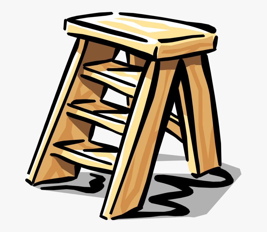 Vector Illustration Of Portable Rigid Step Ladder Or - Step Ladder Clip Art, Transparent Clipart