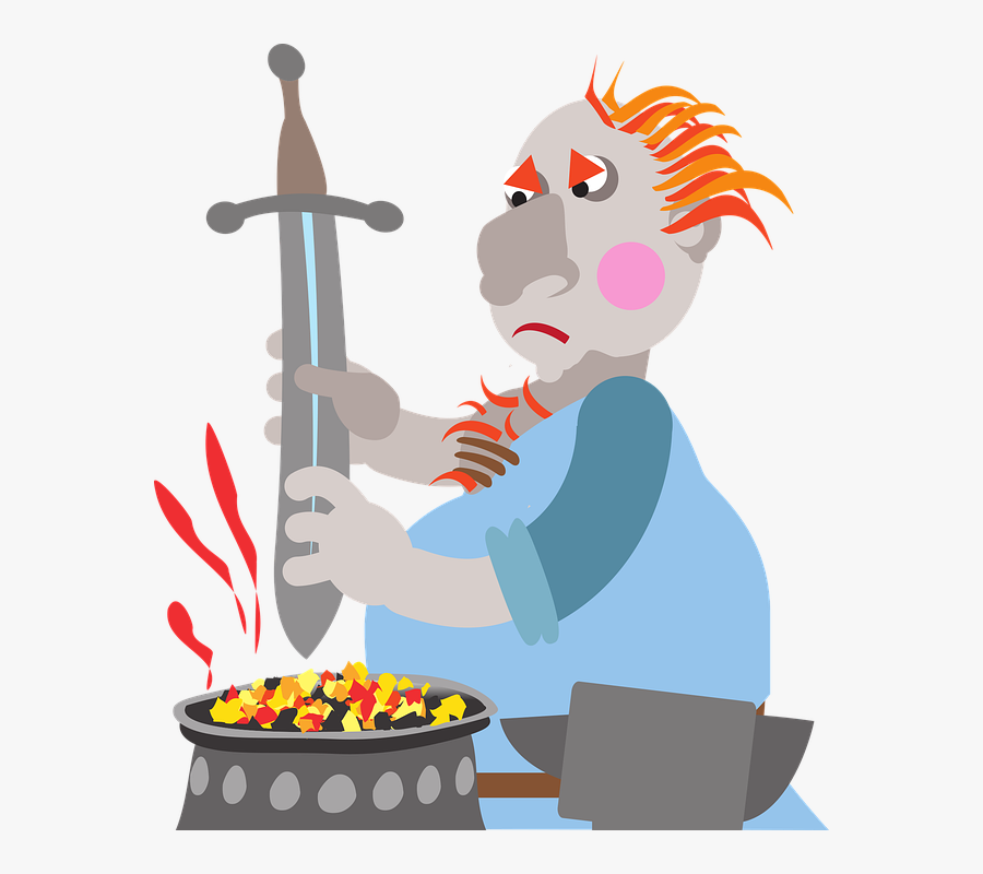 Man, Black-smith, Farrier, Smith, Tools, Charcoal, - Cartoon, Transparent Clipart