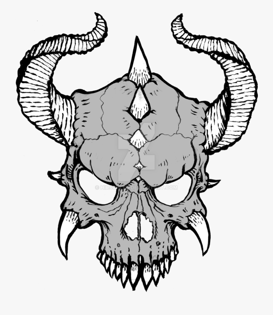 Horns Vector Human Skull - Cool Skulls To Draw, Transparent Clipart