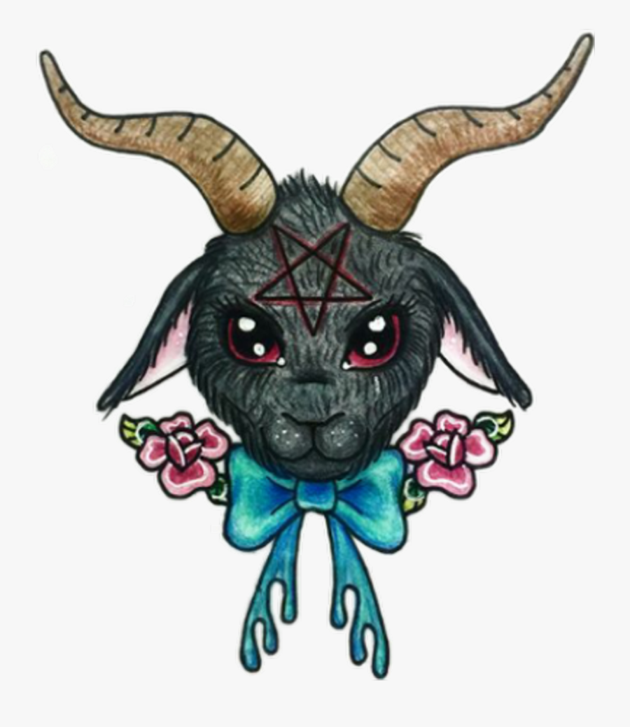 Goat Goathead Blackgoat Ziege Tattoo Tattoos Ziegenbock - Goat Head Tattoo Flash, Transparent Clipart