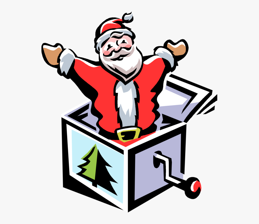 Vector Illustration Of Santa Claus Jack In The Box, Transparent Clipart