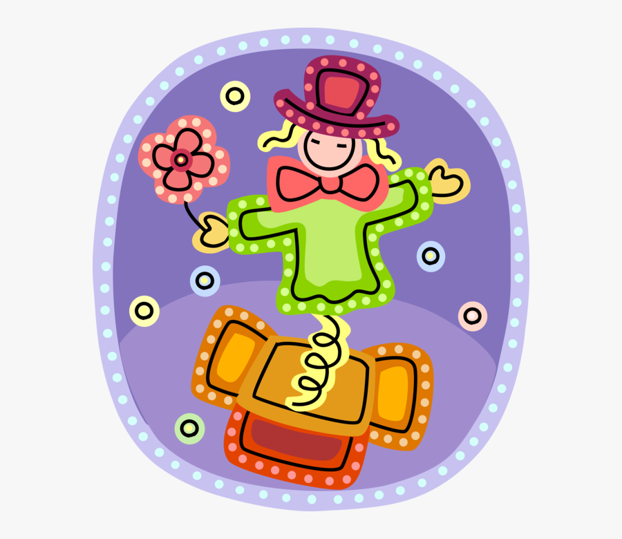 Vector Illustration Of Jack In The Box Children"s Toy - Cartoon, Transparent Clipart