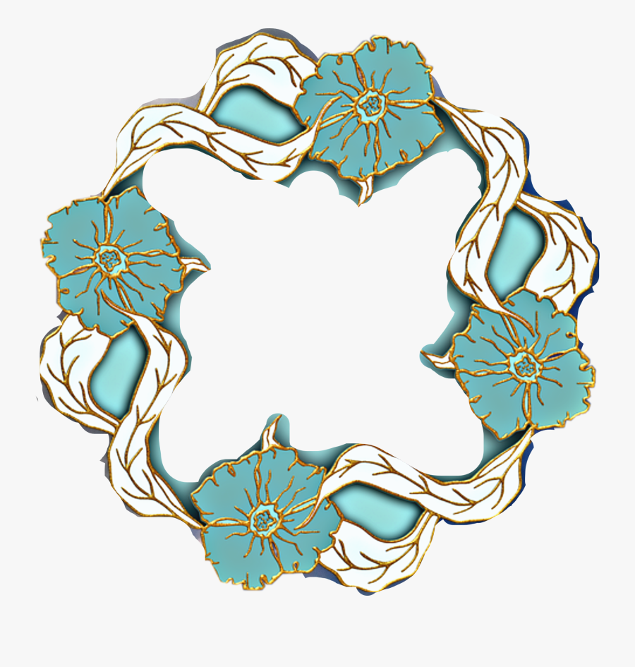 #freetoedit #turquoise #teal #white #gold #trim #frame - Flower Theme Letter L, Transparent Clipart