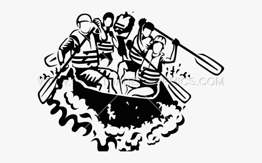 White Water Rafting Drawing, Transparent Clipart