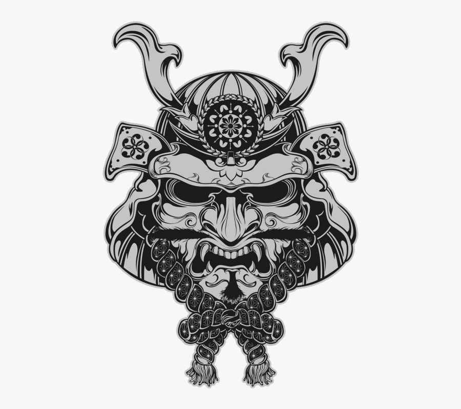 Samurai Background Png - Japanese Samurai Demon Mask, Transparent Clipart