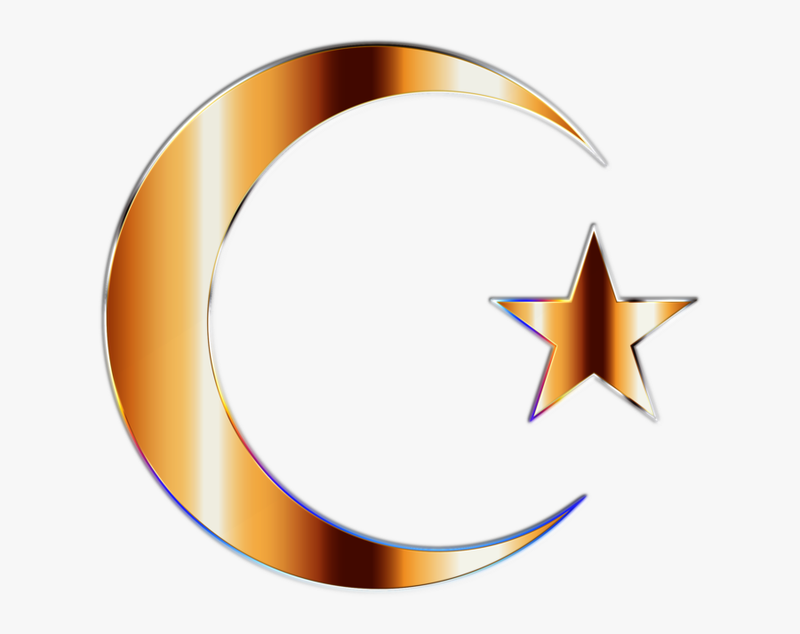 Golden Crescent Moo - Crescent Moon And Star Transparent Background, Transparent Clipart