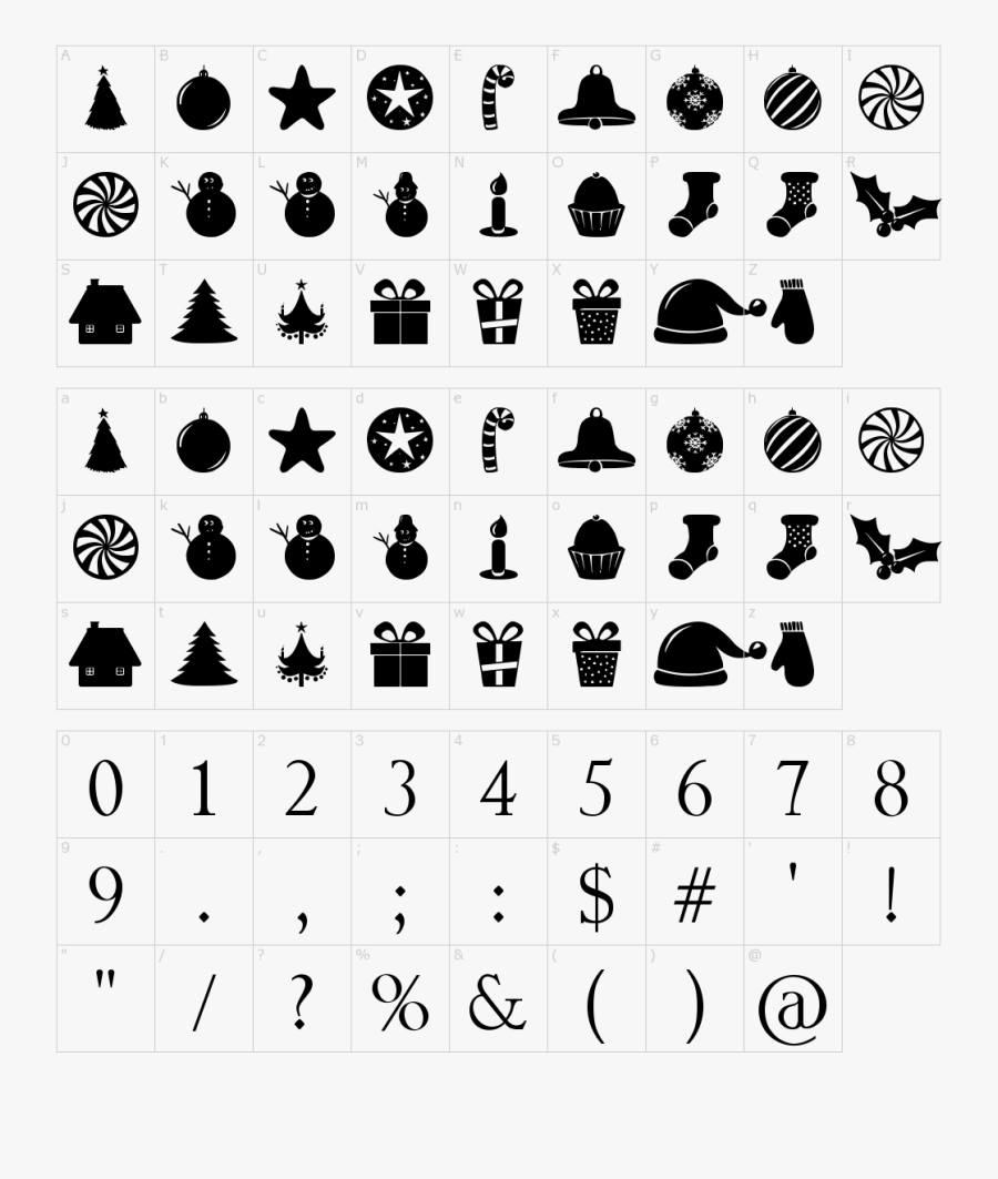 Clip Art Font Download Characters - Character Map Christmas Tree, Transparent Clipart