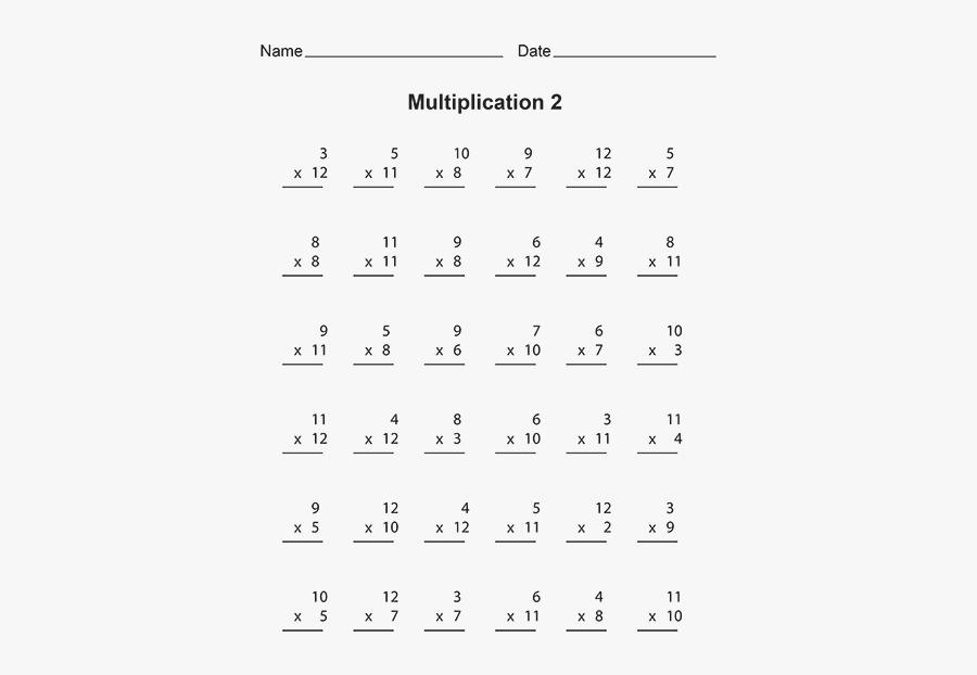 Middle School Multiplication Worksheets, Transparent Clipart