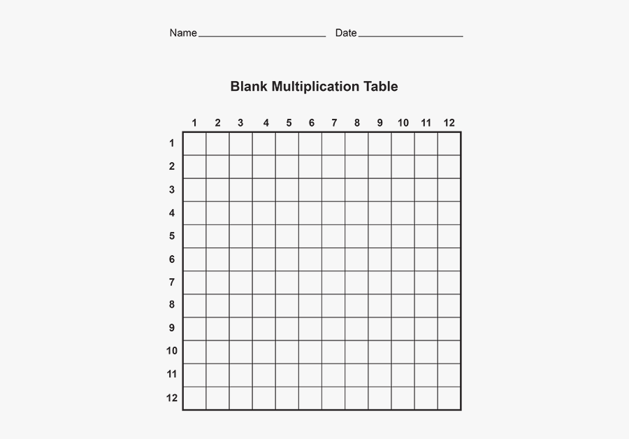 Clip Art Multiplication Chart - Printable Blank Multiplication Grid, Transparent Clipart