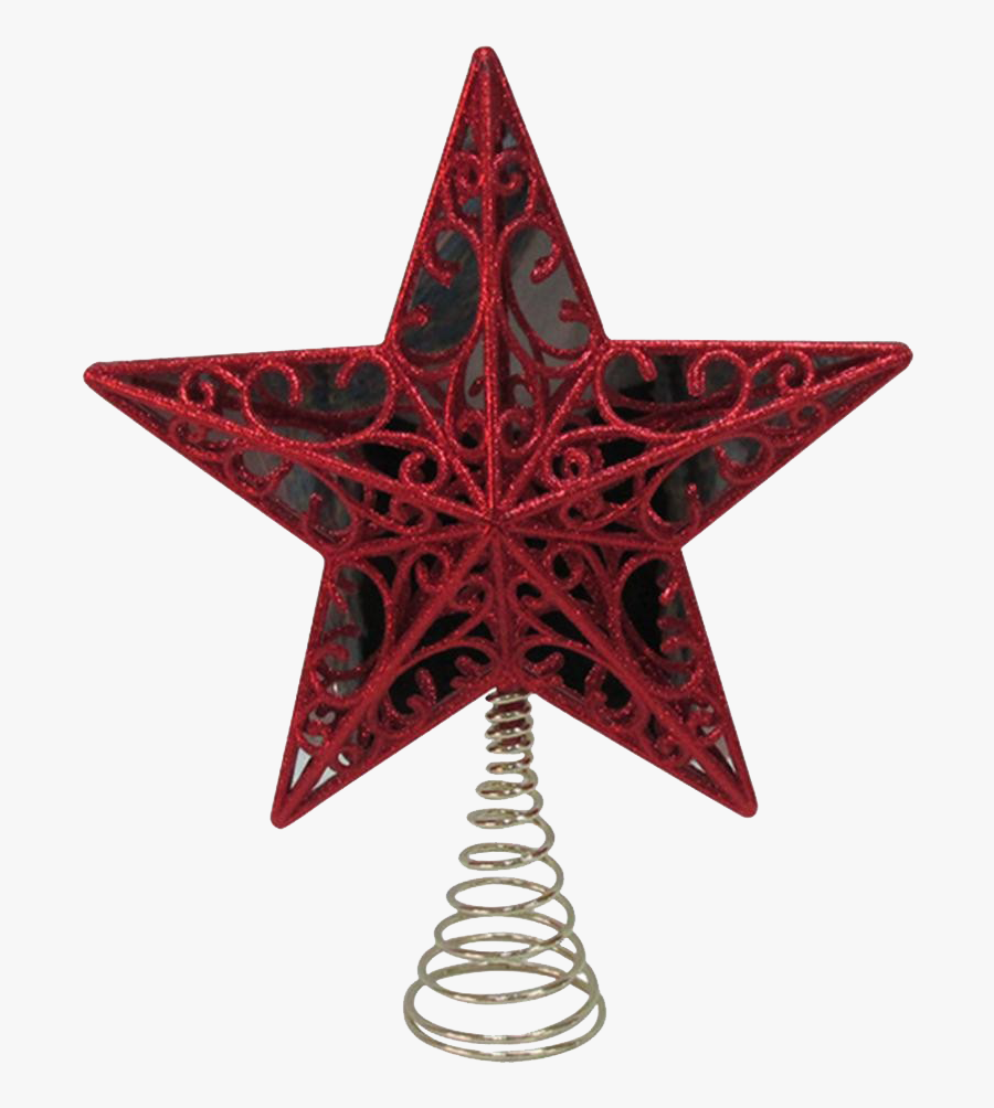 Transparent Star Background Png - Red Star Christmas Tree Topper, Transparent Clipart