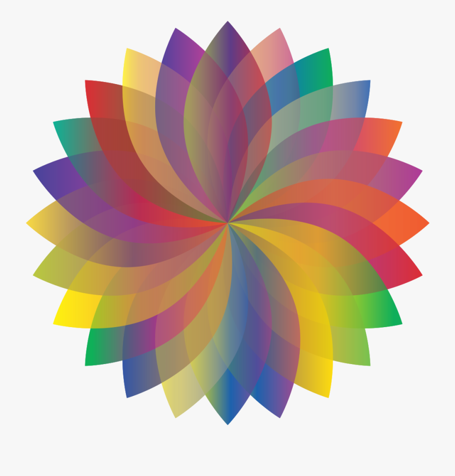 Prismatic Petals Mandala - Clip Art Starburst, Transparent Clipart