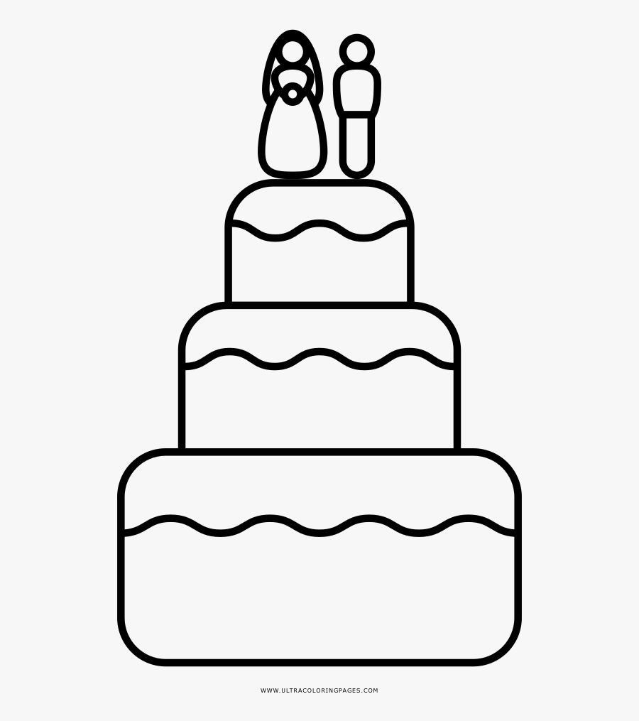 Wedding Cake Coloring Page - Dibujos Faciles De Pasteles, Transparent Clipart
