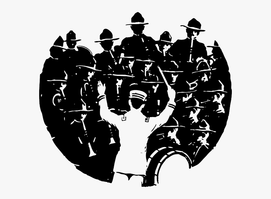 Black, Music, Jazz, White, Band, Orchestra, Conductor - Free Marching Band Vector, Transparent Clipart