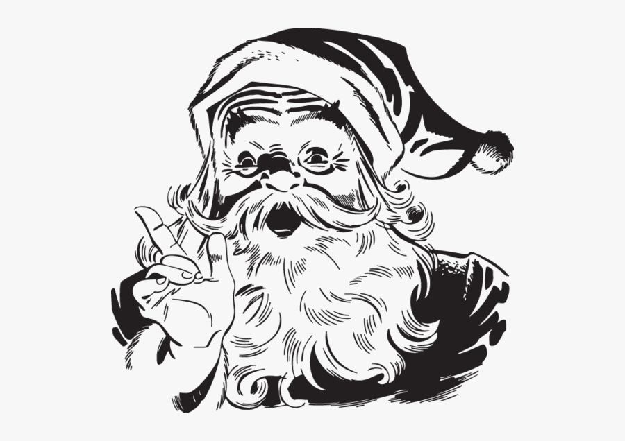 Santa Claus Black And White, Transparent Clipart
