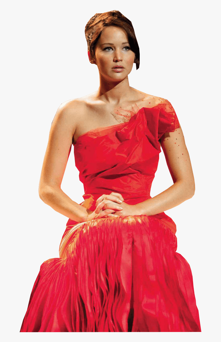 Jennifer Lawrence Red Dress - Katniss In A Dress, Transparent Clipart