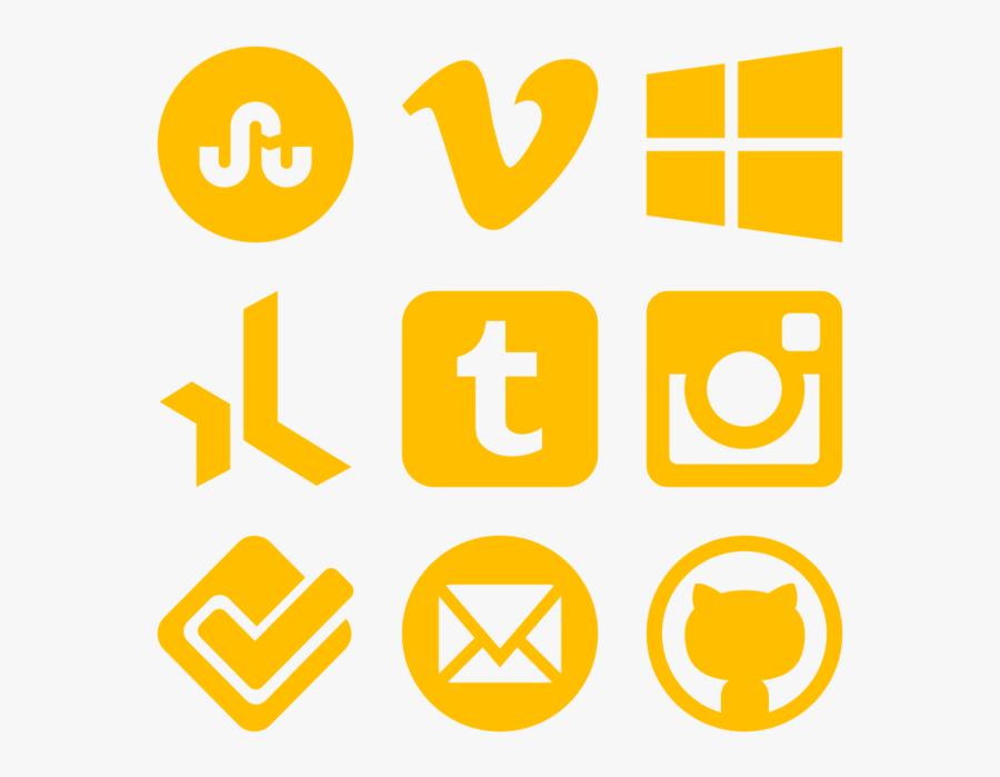 Social Media Icon In Style Simple Yellow - Transparent Yellow Social Media Icons, Transparent Clipart