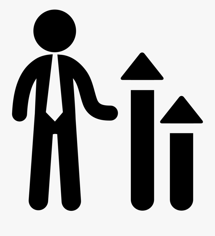 Descending Business Graphic With Up Arrows And A Businessman - Open Arms Icon Png, Transparent Clipart