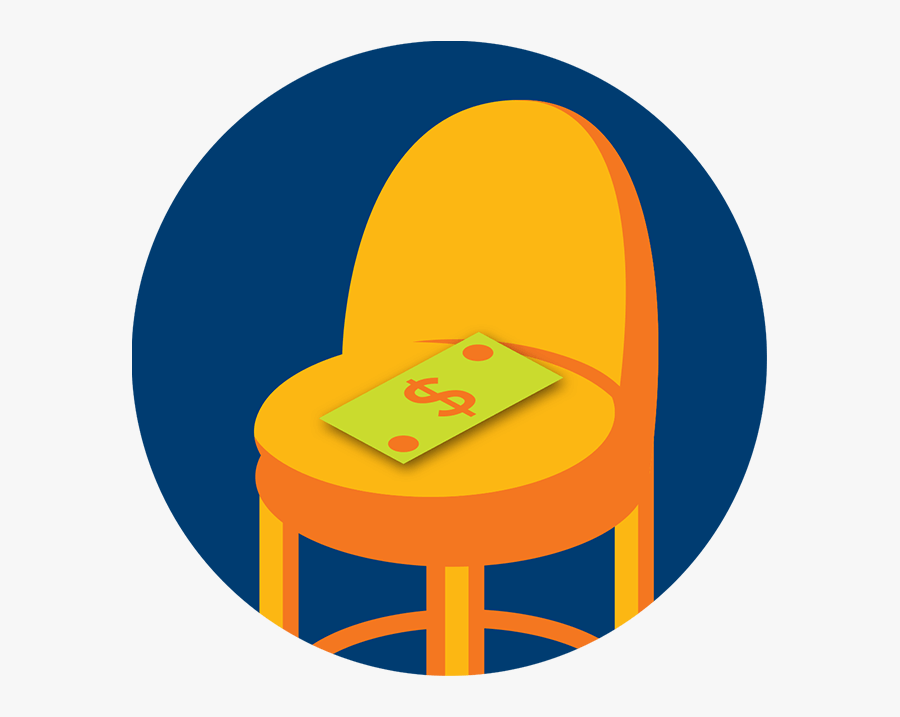A Chair With A Dollar Bill Resting On The Seat, Transparent Clipart