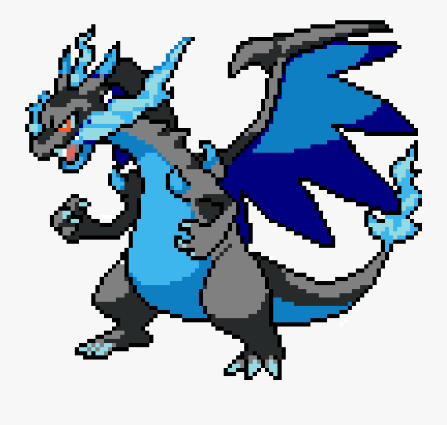 Mega Charizard X Png - Pixel Art Pokemon Mega Charizard X, Transparent Clipart