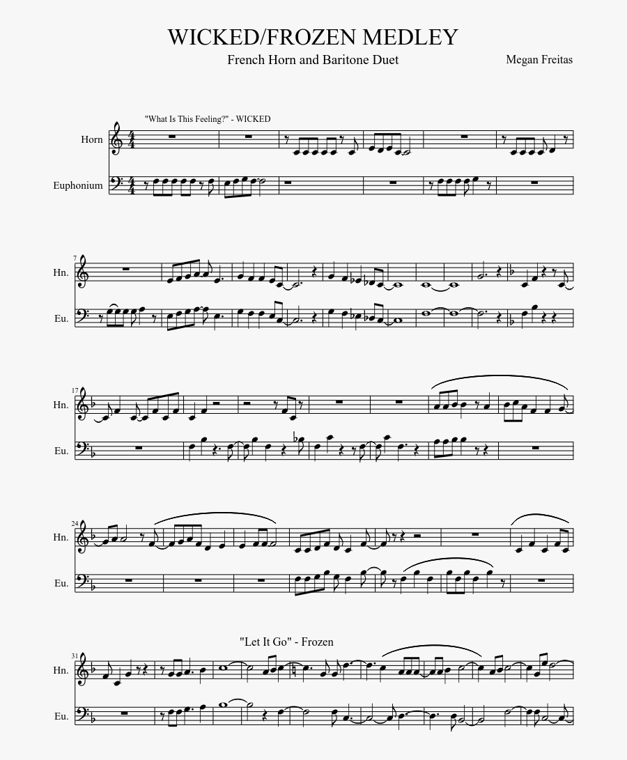 Clip Art Wicked Frozen French Horn - Mario Theme Song Sheet Music Trumpet, Transparent Clipart