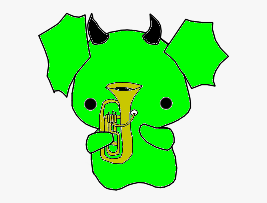 Beady-eyed Dragon Playing Euphonium, Transparent Clipart