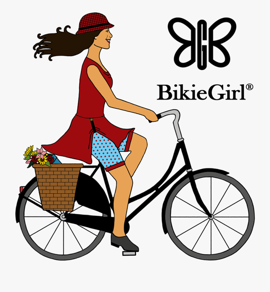 Bikie Girl Final 111618 With Text And Butterfly - Bicycle, Transparent Clipart