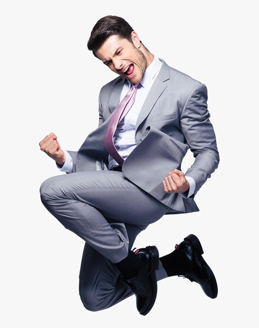 Man For Joy Transparent - Businessman Jumping, Transparent Clipart