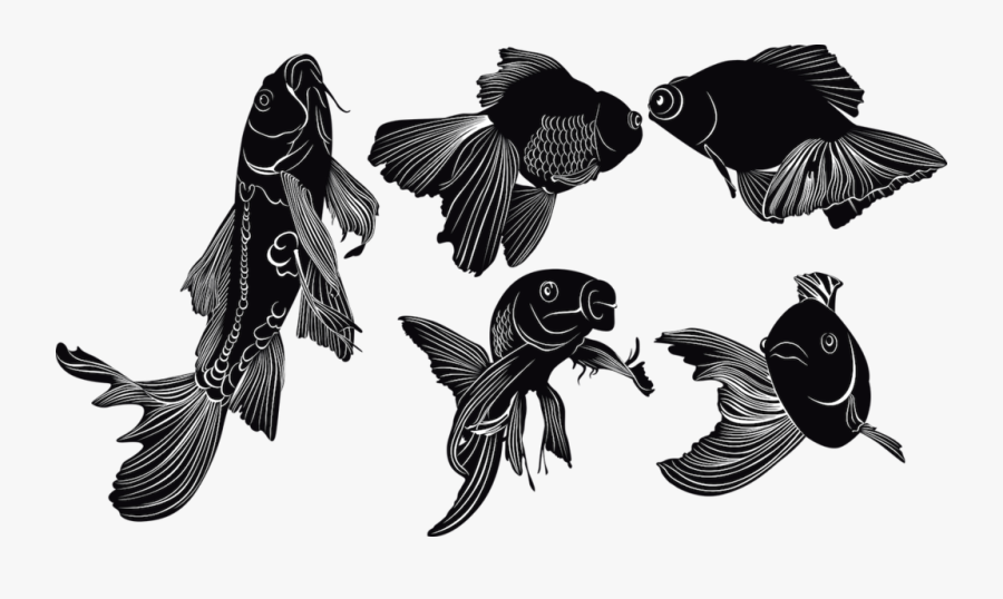 Goldfish Silhouette Vector, Transparent Clipart