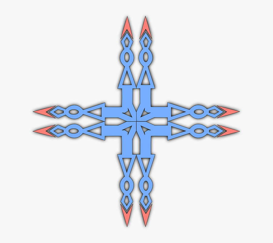 Cross, Double, Thin, Blue, Symbol, Sign, Pointed, Edge - Christian Cross, Transparent Clipart