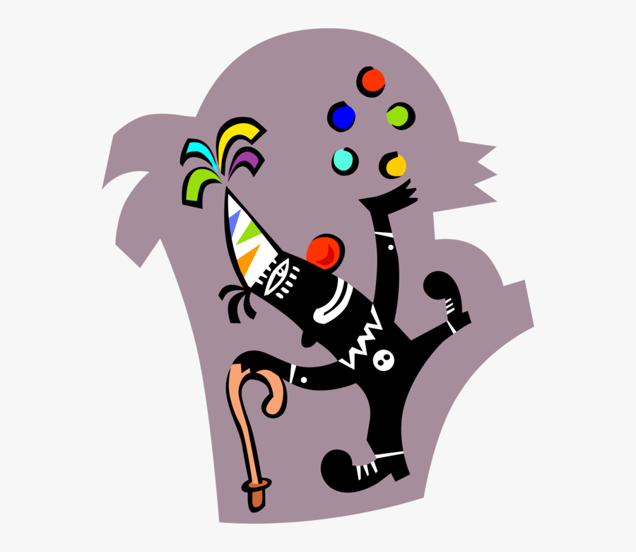 Vector Illustration Of Big Top Circus Clown Juggles - Illustration, Transparent Clipart