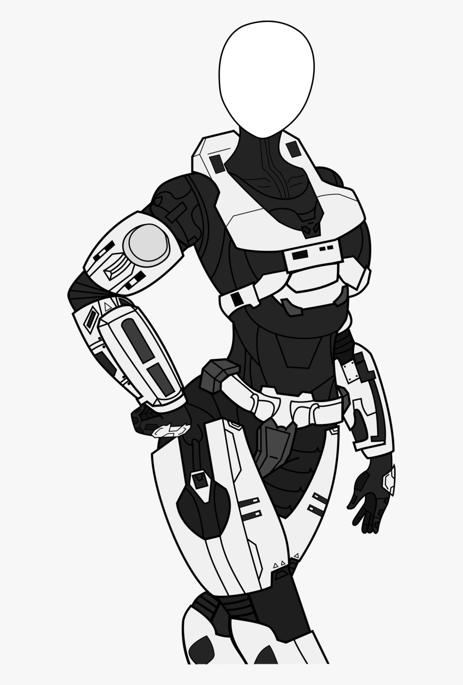 Halo Wars Clipart Black And White - Female Halo Spartan Base, Transparent Clipart