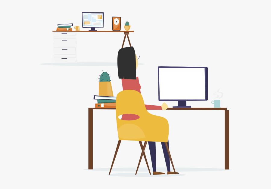 Person - 컴퓨터 하는 여자 일러스트, Transparent Clipart