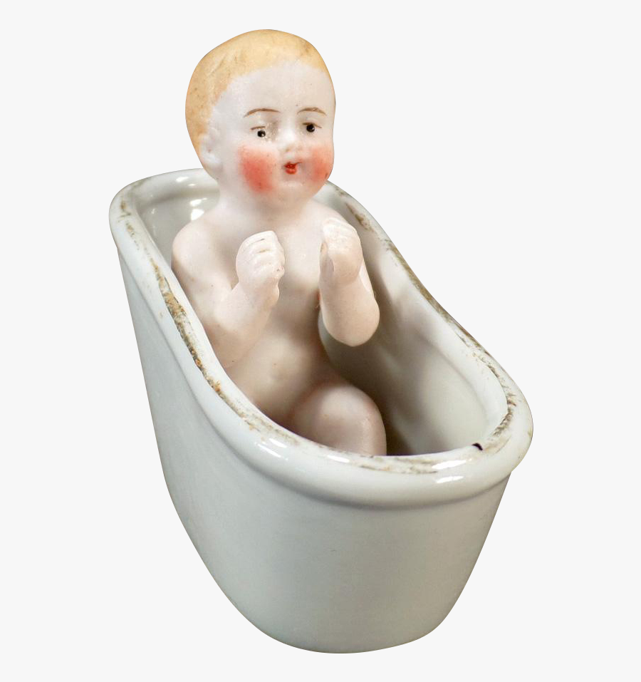 Clip Art Little Girl In Bathtub - Antique Porcelan Baby And Bathtub Figurines, Transparent Clipart