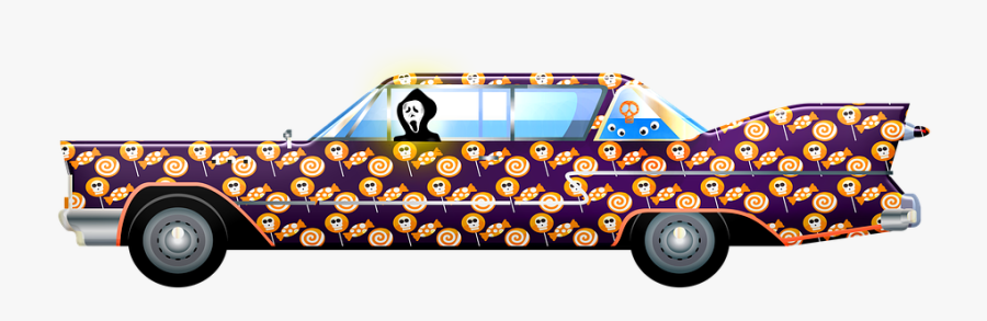 Halloween Car, Halloween Vintage Automobile, Truck - Antique Car, Transparent Clipart