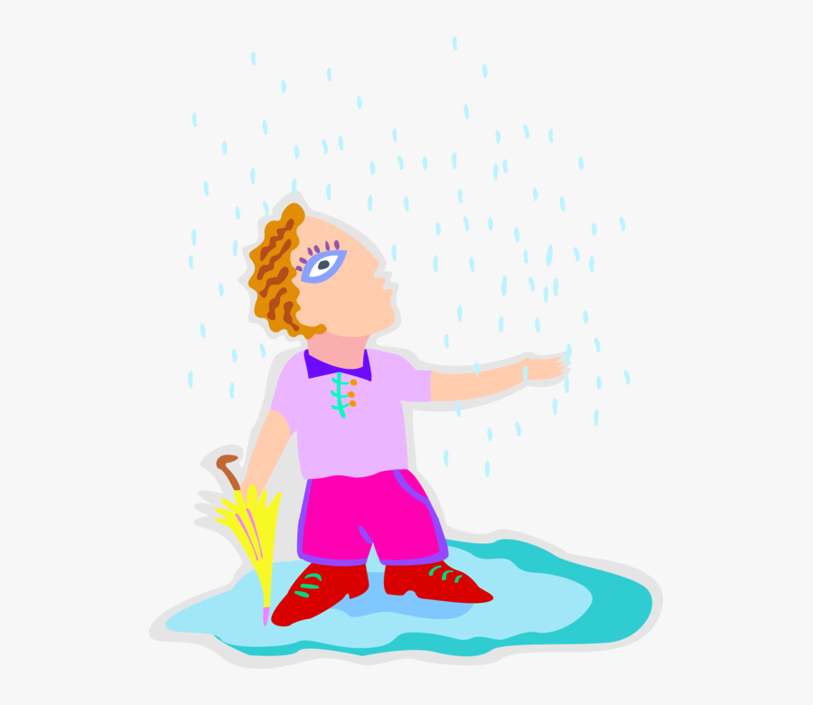 Vector Illustration Of Man Enjoys The Falling Rain - Illustration, Transparent Clipart