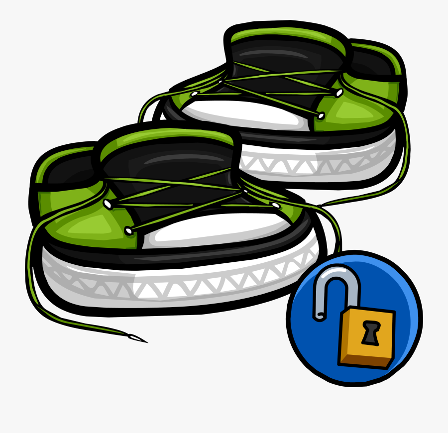 Green Untied Sneakers - Club Penguin Green Shoes, Transparent Clipart