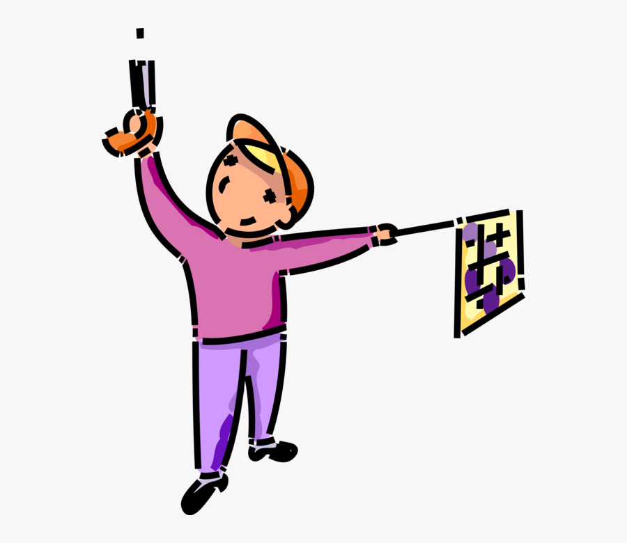 Png Transparent Stock Boy Fires Starter S Pistol To - Flag Start Race Clipart, Transparent Clipart