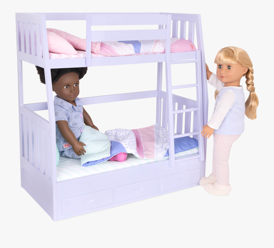 Gloria And Jovie Dolls In Bed - Our Generation Dream Bunk Beds, Transparent Clipart