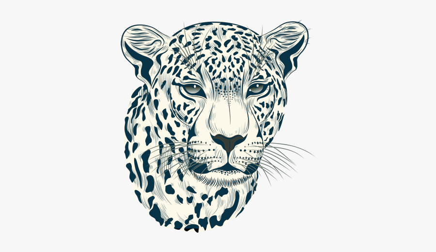 Head Vector Leopard - Black And White Leopard Face, Transparent Clipart