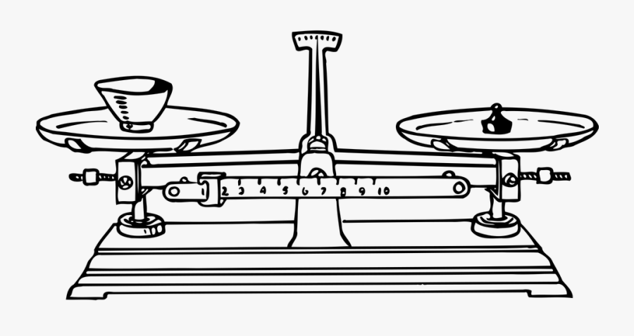Balance, Instrument, Measurement, Scale, Weighing - Balance Scale Black And White, Transparent Clipart
