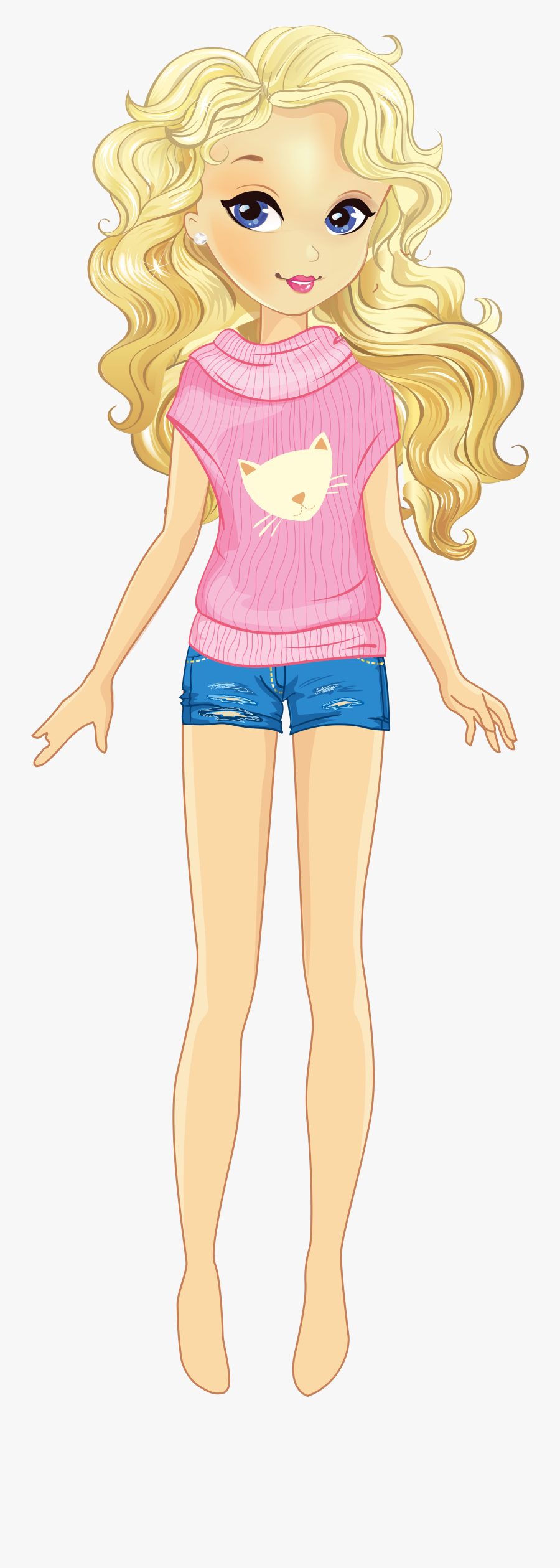 Girls Transparent Illustration - Blonde Girl Clipart Png, Transparent Clipart