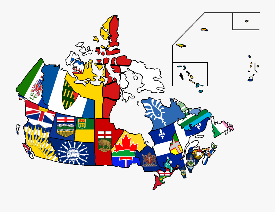 Provinces Canada Flag Map, Transparent Clipart