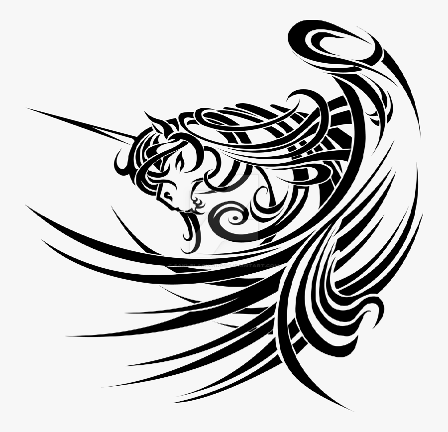 Gorgeous Tribal Style Unicorn With Huge Pegasus Wings - Tribal Designs, Transparent Clipart
