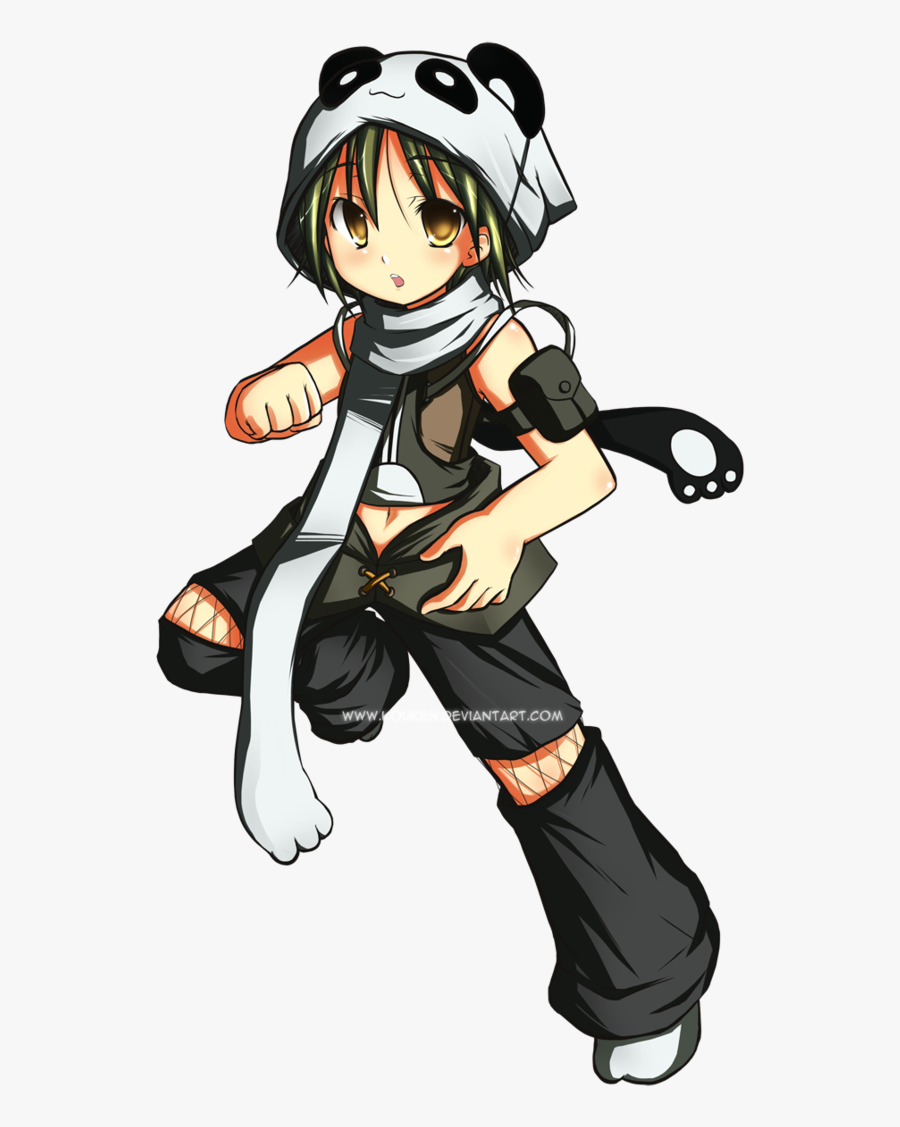 Anime Girl Clipart Pants - Panda Girl Anime Png, Transparent Clipart